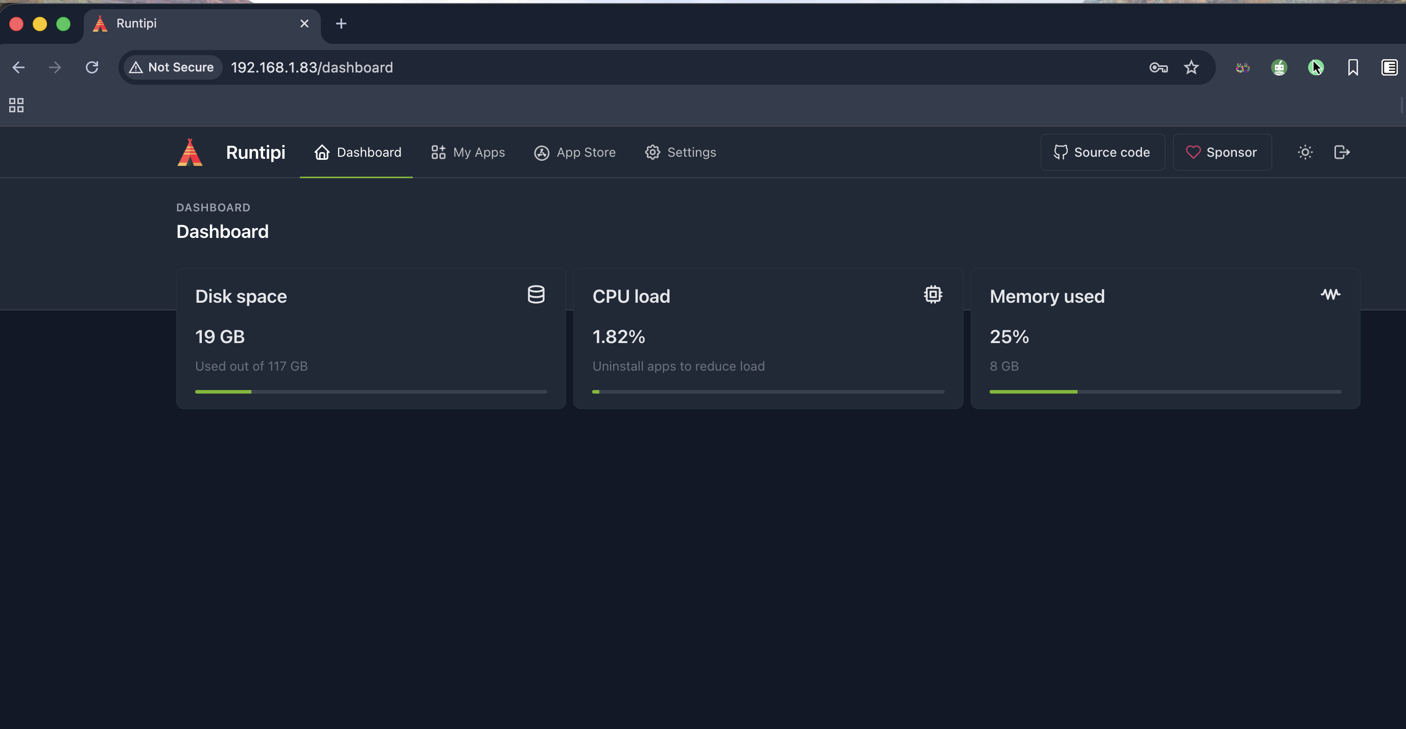Runtipi Dashboard